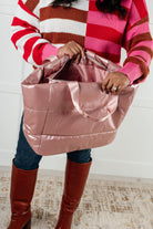 One More Thing Puffy Quilted Waterproof Tote in Pink-Accessories-Stay Foxy Boutique, Florissant, Missouri