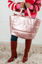 One More Thing Puffy Quilted Waterproof Tote in Pink-Accessories-Stay Foxy Boutique, Florissant, Missouri