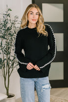 One Stitch at a Time Pullover in Black-Womens-Stay Foxy Boutique, Florissant, Missouri