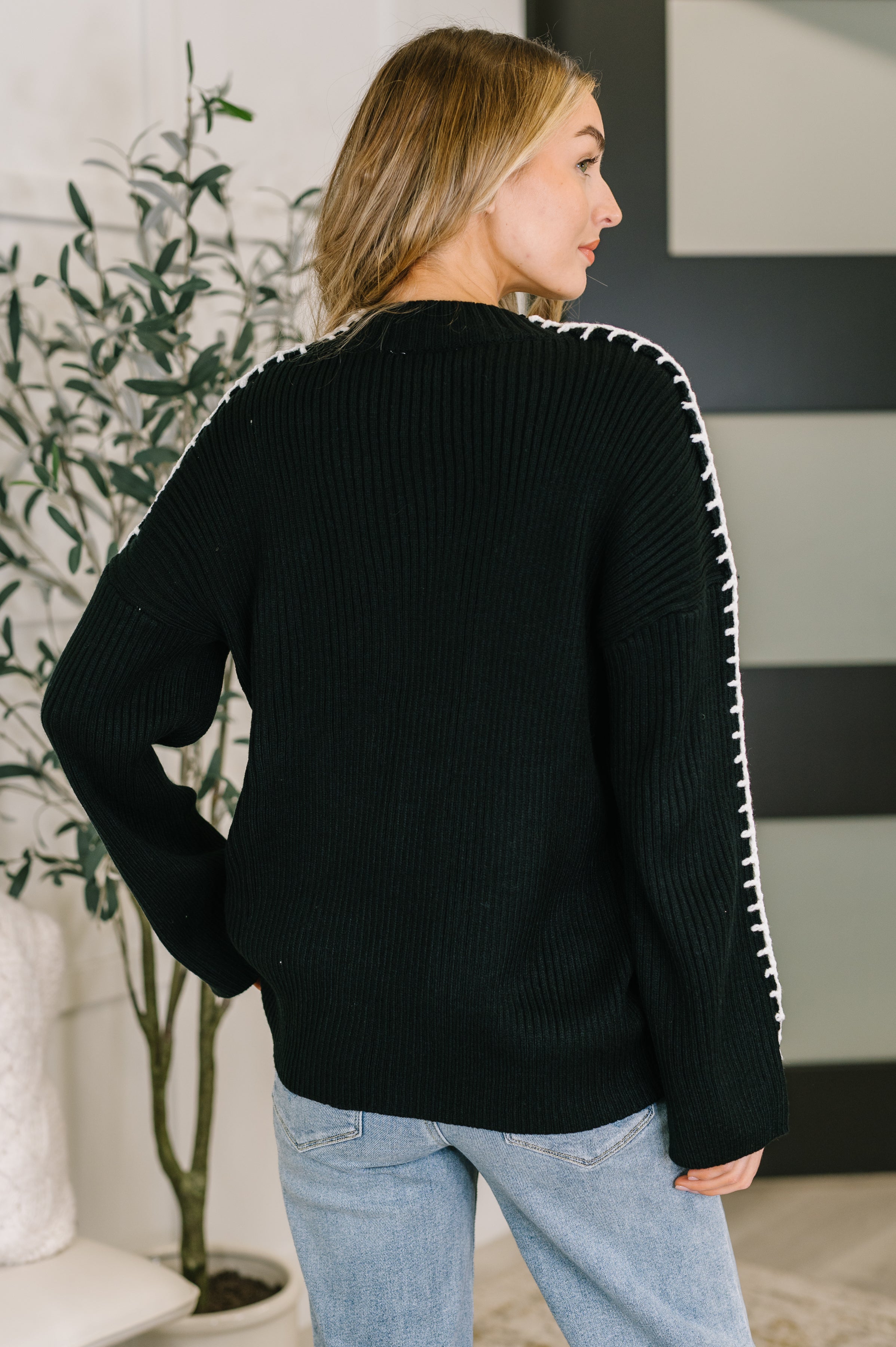 One Stitch at a Time Pullover in Black-Womens-Stay Foxy Boutique, Florissant, Missouri
