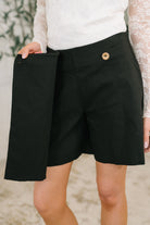 Only Pair Faux Wrap Skort in Black-Womens-Stay Foxy Boutique, Florissant, Missouri
