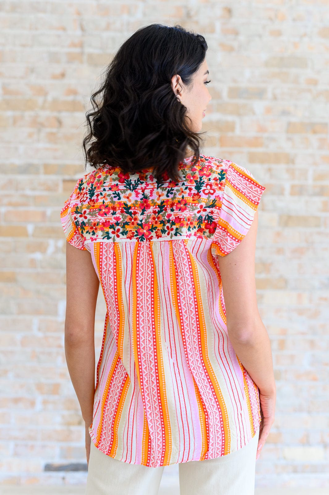 Orange Blossoms Flutter Sleeve Blouse-Tops-Stay Foxy Boutique, Florissant, Missouri