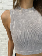 Over and Out Cropped Ribbed Tank in Sleet-Womens-Stay Foxy Boutique, Florissant, Missouri