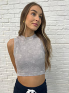 Over and Out Cropped Ribbed Tank in Sleet-Womens-Stay Foxy Boutique, Florissant, Missouri