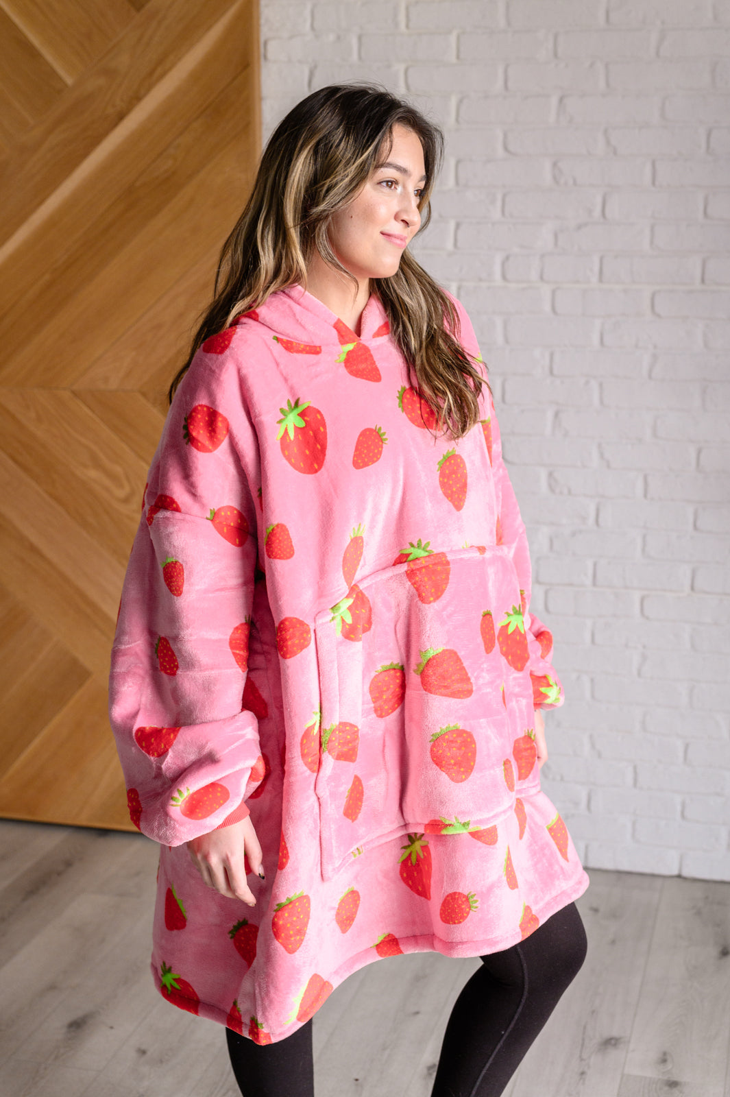 Oversized Blanket Hoodie in Strawberry-Layers-Stay Foxy Boutique, Florissant, Missouri