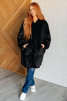 Oversized Velour Blanket Hoodie in Black-Layers-Stay Foxy Boutique, Florissant, Missouri