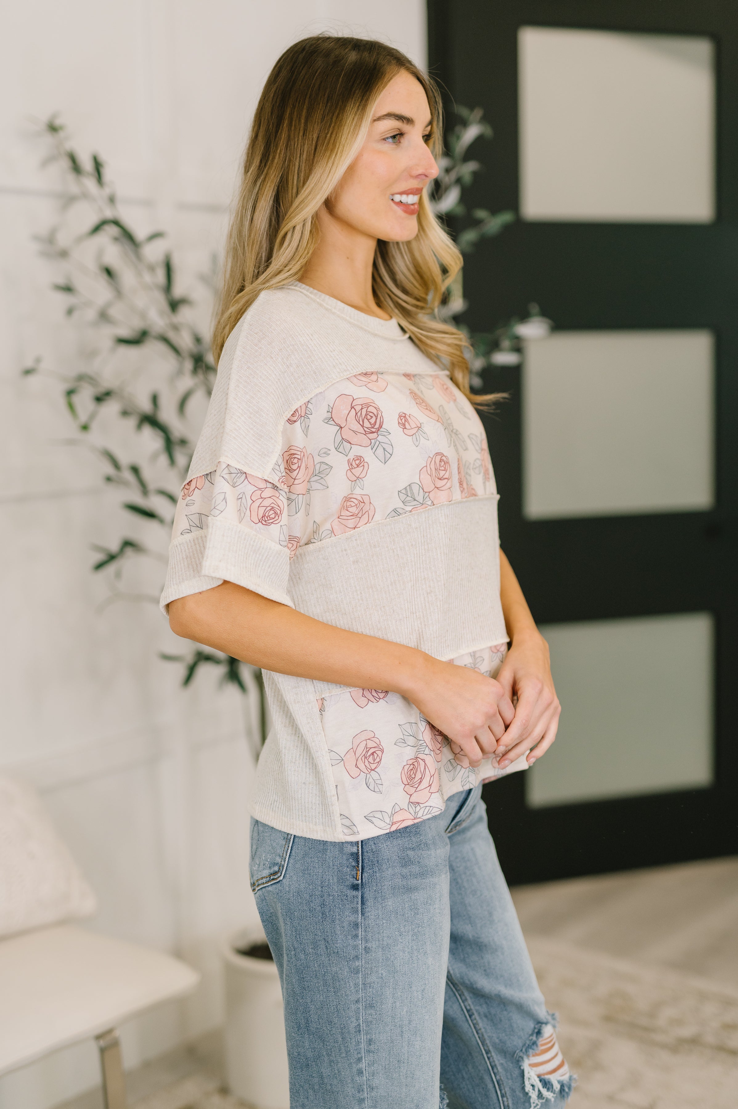 Painting the Roses Color Block Relaxed Top-Womens-Stay Foxy Boutique, Florissant, Missouri