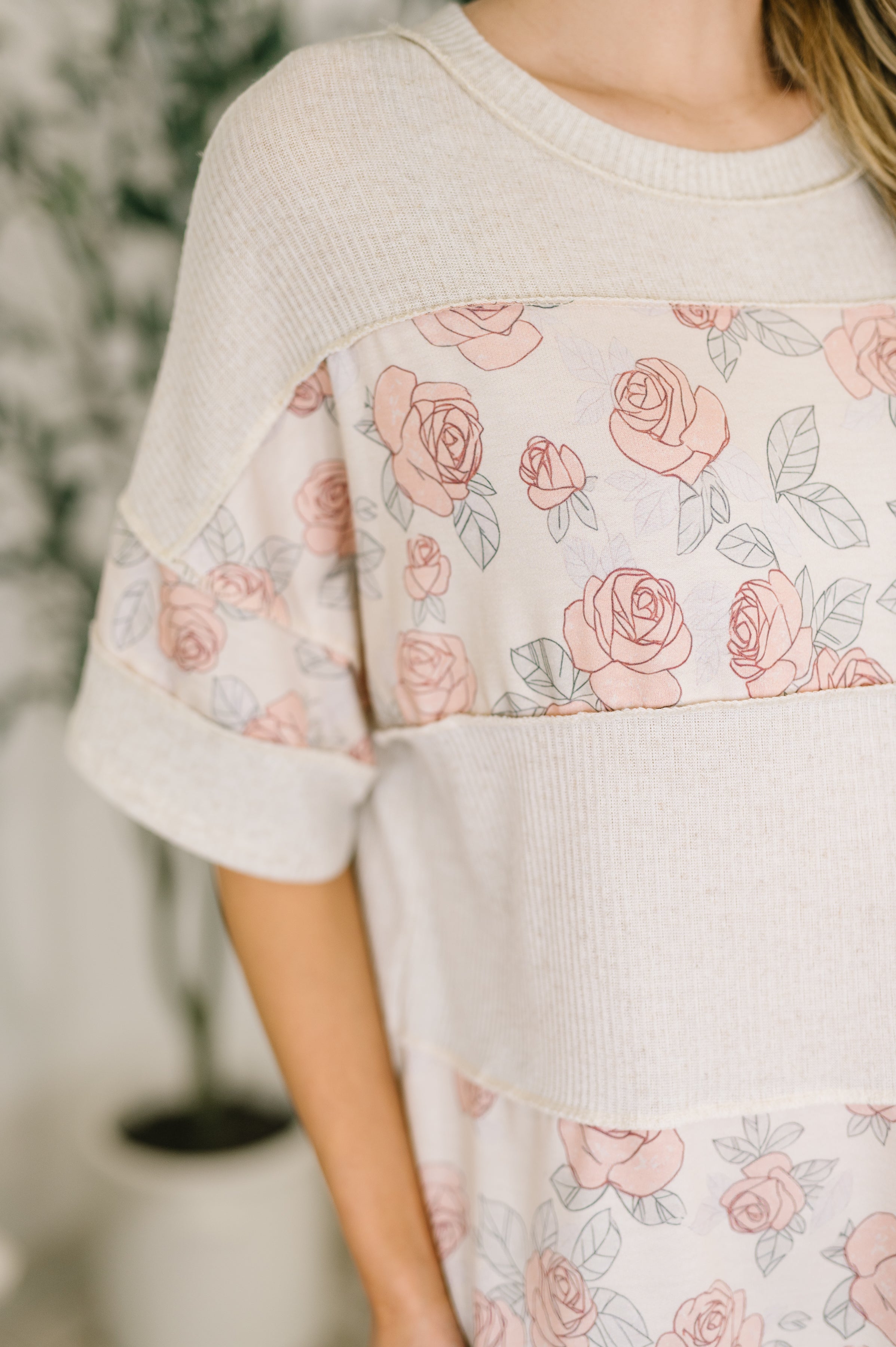 Painting the Roses Color Block Relaxed Top-Womens-Stay Foxy Boutique, Florissant, Missouri