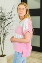 Parlour Picnic Color Block Knit Top in Pink-Womens-Stay Foxy Boutique, Florissant, Missouri