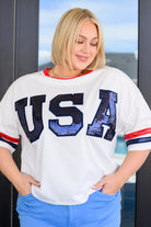 Party In The USA Drop Shoulder Top-Tops-Stay Foxy Boutique, Florissant, Missouri