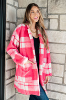 Passion in Plaid Coat in Pink-Layers-Stay Foxy Boutique, Florissant, Missouri