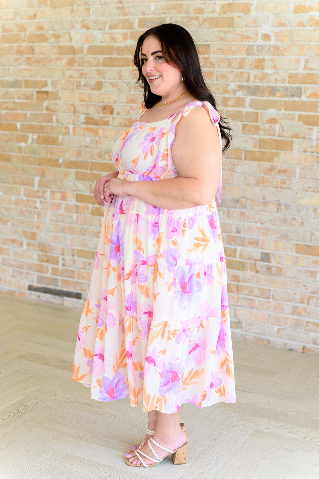 Pastel Petals Floral Midi Dress-Dresses-Stay Foxy Boutique, Florissant, Missouri