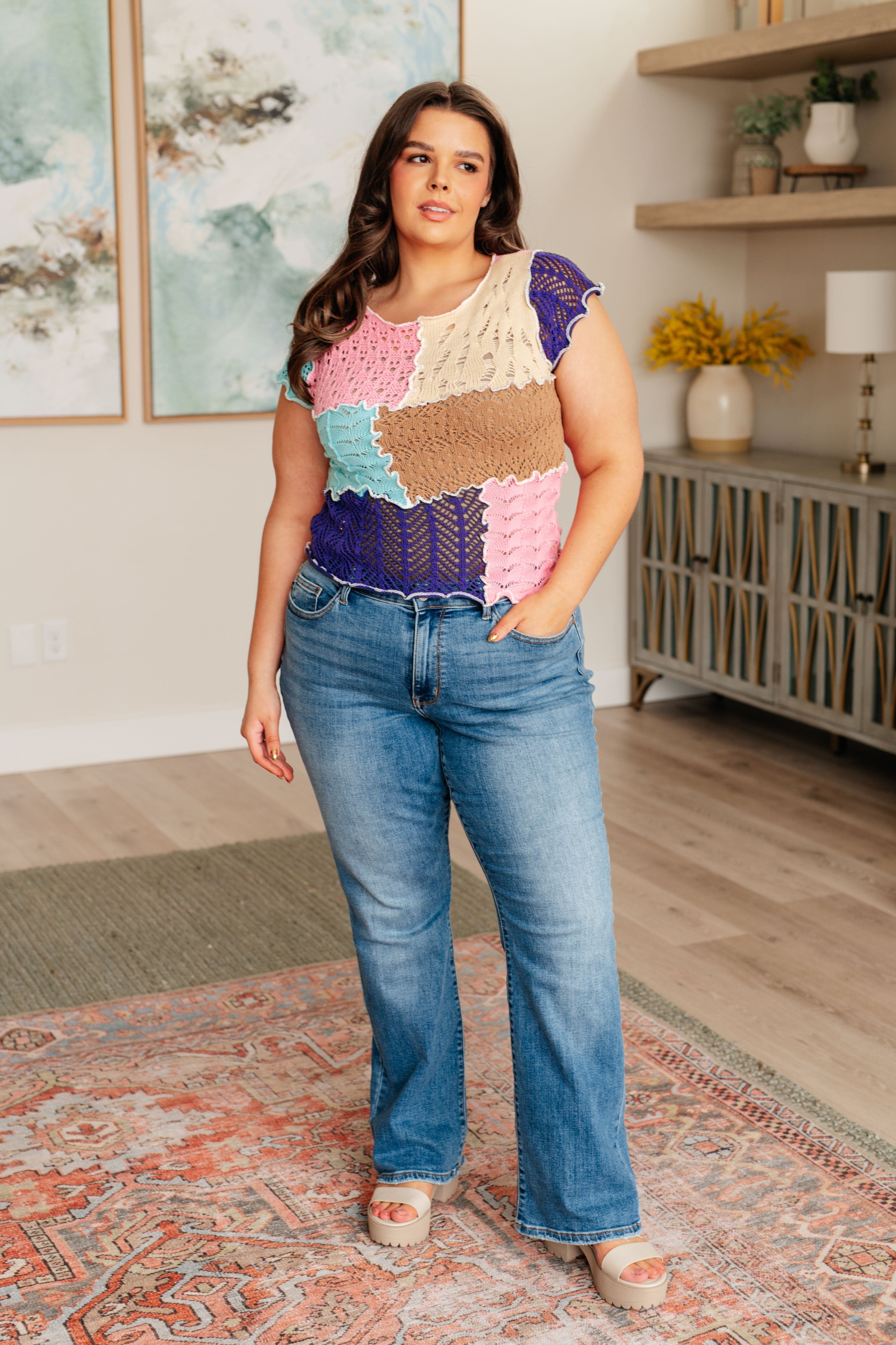 Patch Me Up Patchwork Knit Top-Tops-Stay Foxy Boutique, Florissant, Missouri