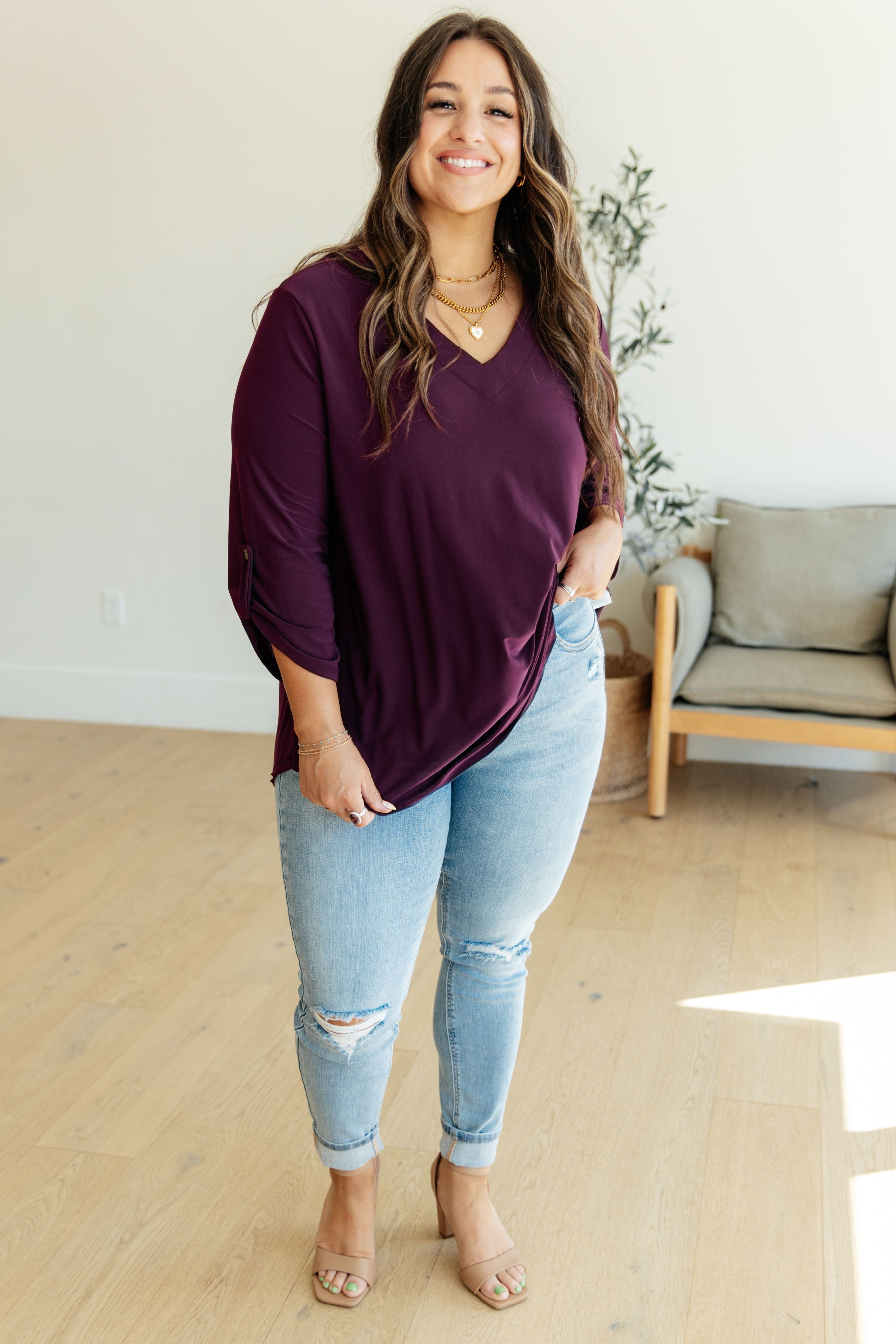 Peace and Love V-Neck Top-Womens-Stay Foxy Boutique, Florissant, Missouri