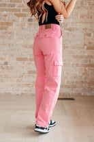 Peggy High Rise Cargo Straight Jeans in Pink-Womens-Stay Foxy Boutique, Florissant, Missouri