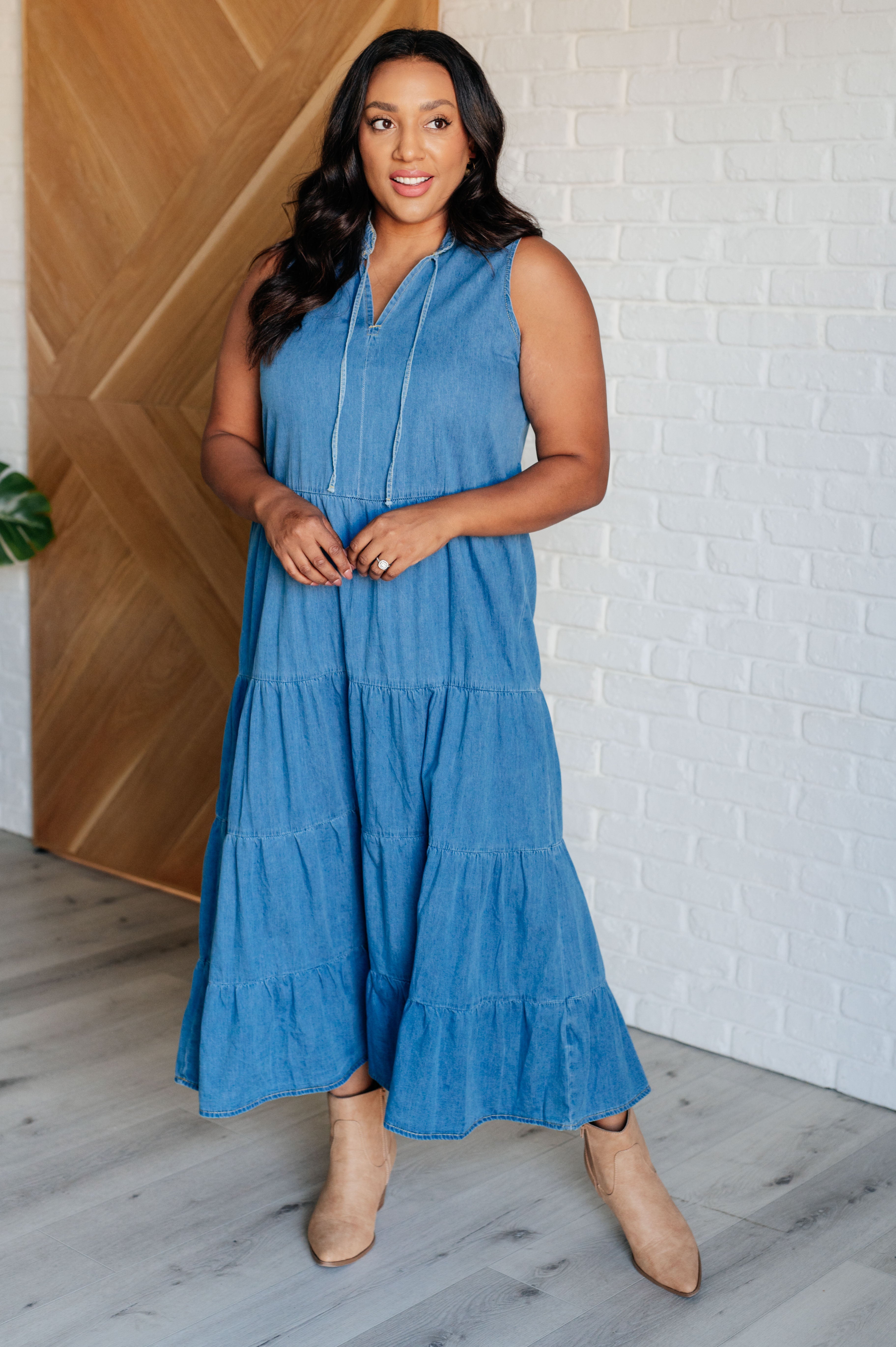 Perfect Choice Denim Maxi Dress-Dresses-Stay Foxy Boutique, Florissant, Missouri