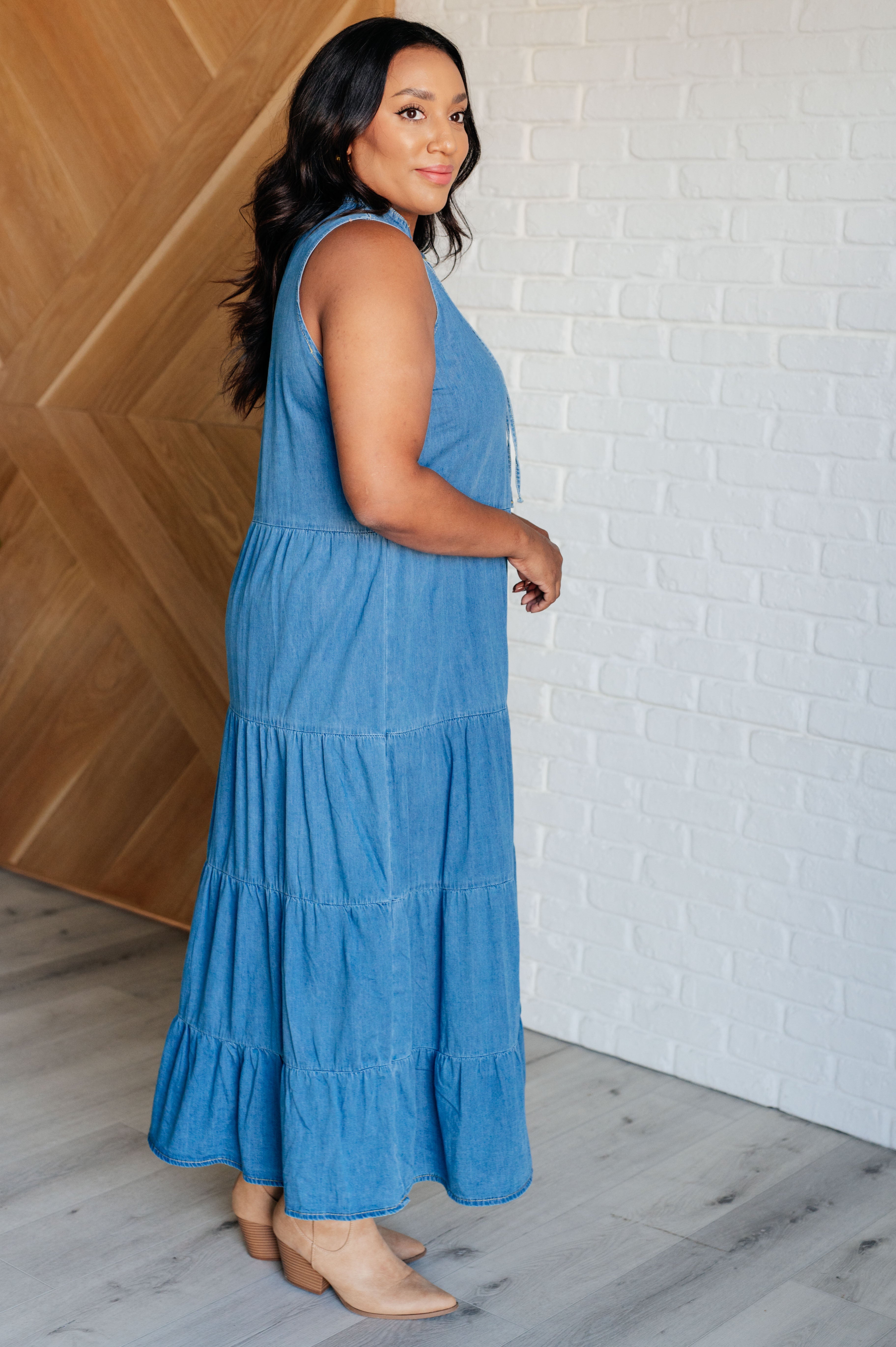 Perfect Choice Denim Maxi Dress-Dresses-Stay Foxy Boutique, Florissant, Missouri