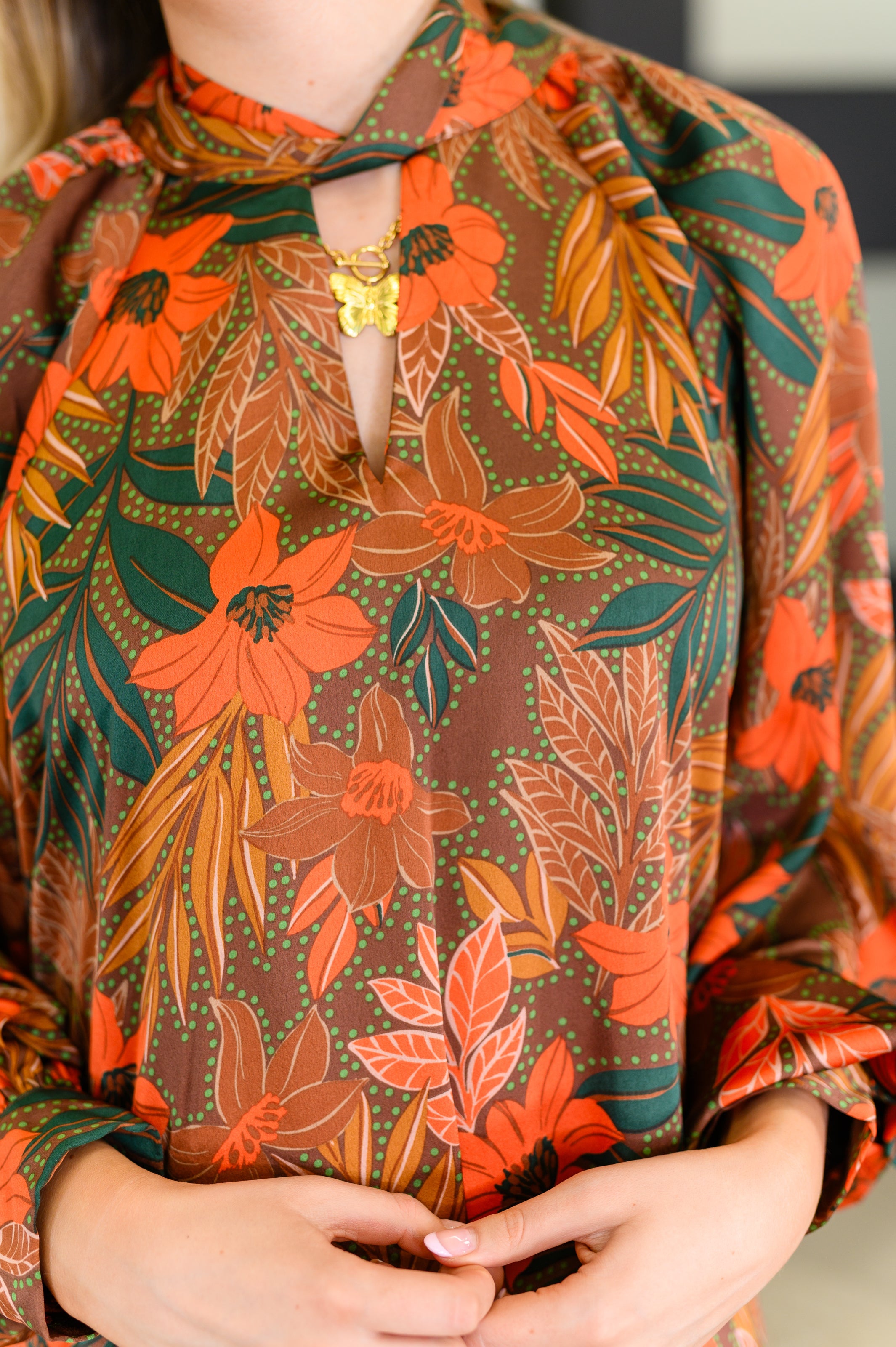 Petals After Dark Balloon Sleeve Dress-Womens-Stay Foxy Boutique, Florissant, Missouri