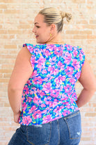 Petals on the Moon Flutter Sleeve Blouse in Royal Pink-Tops-Stay Foxy Boutique, Florissant, Missouri