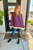 Best Selling Larson Contrast Pullover in Pink/Navy-Womens-Stay Foxy Boutique, Florissant, Missouri