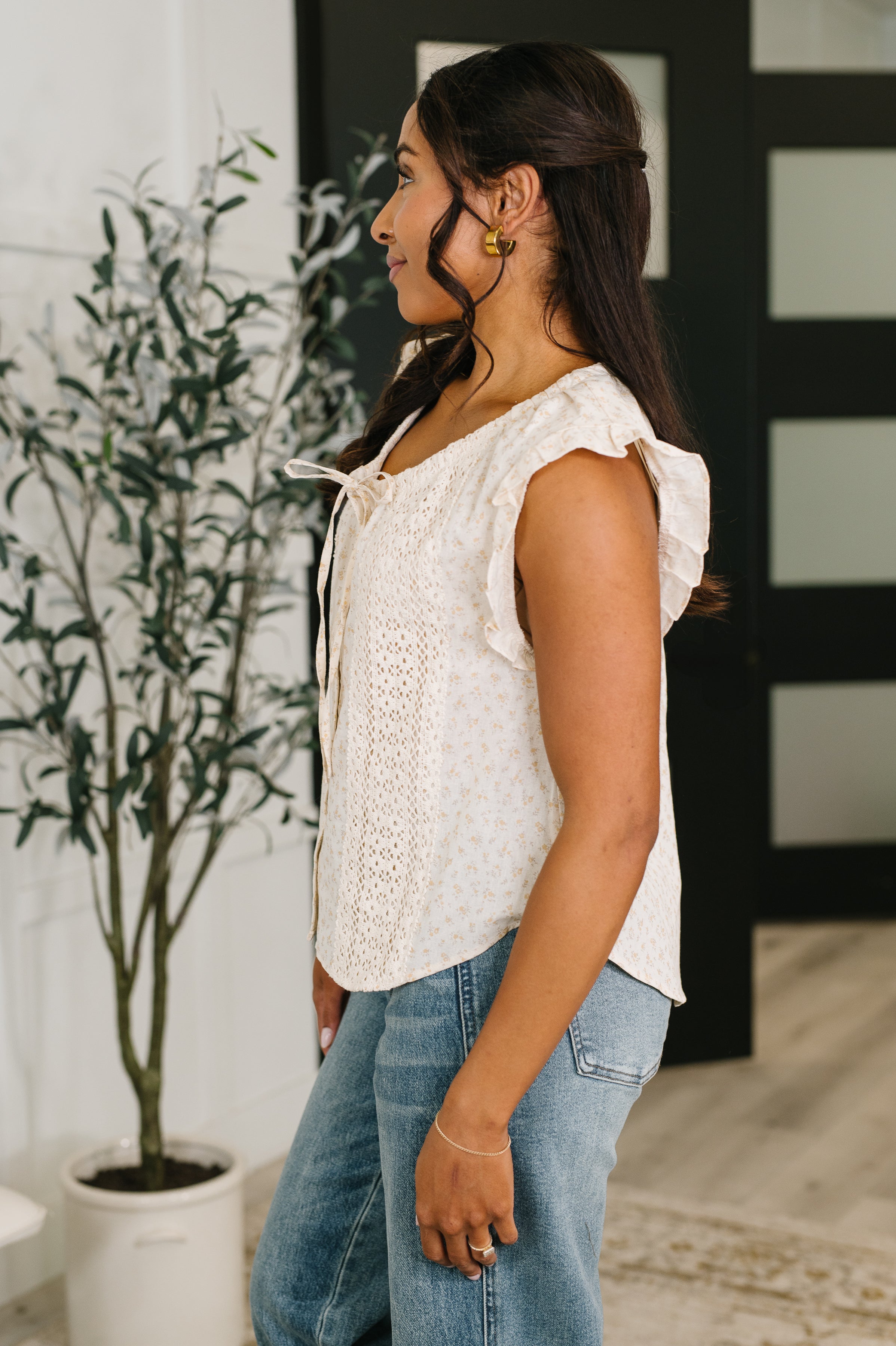 Picnic Petal Lace Detail Top-Womens-Stay Foxy Boutique, Florissant, Missouri