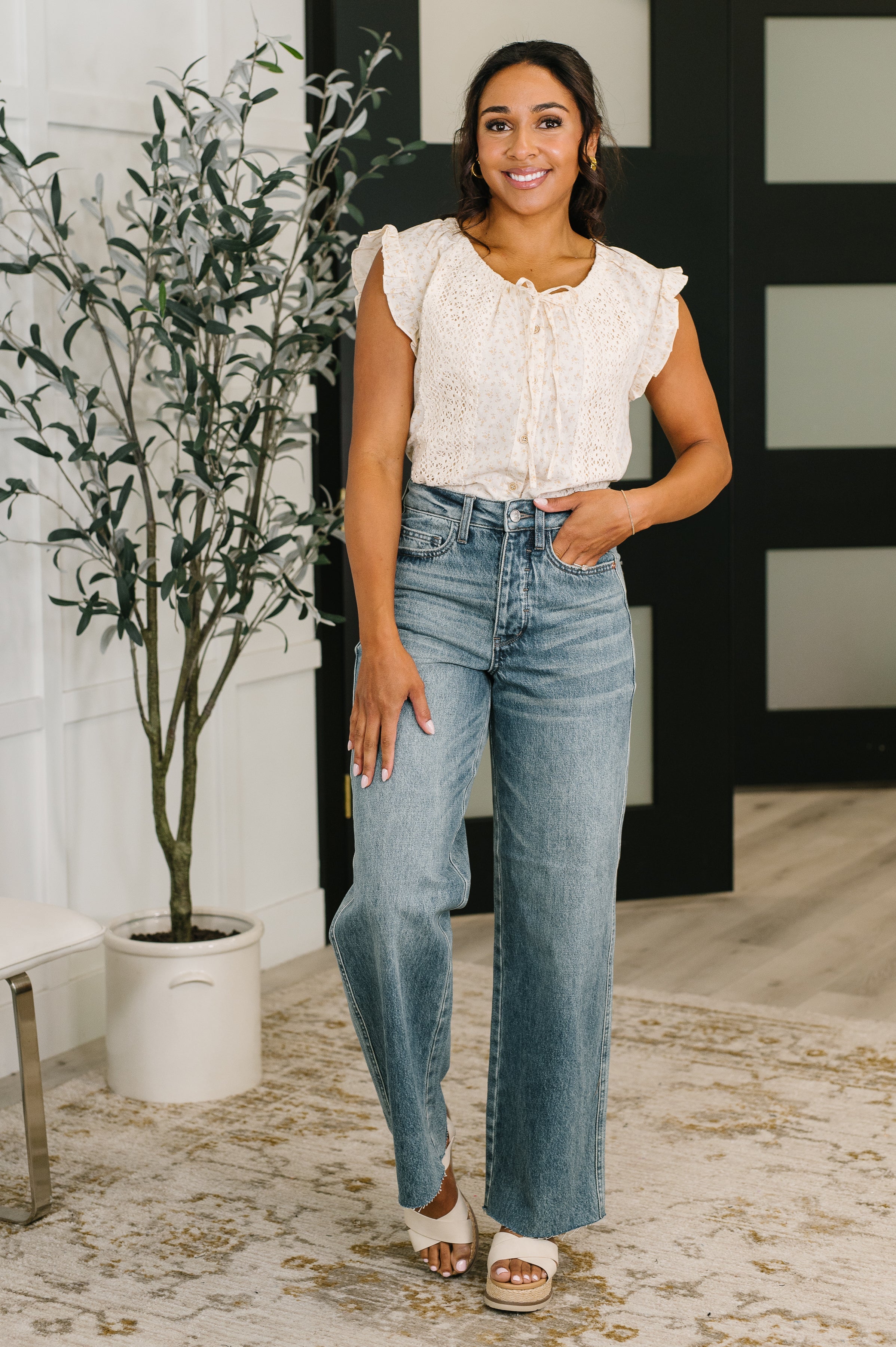 Picnic Petal Lace Detail Top-Womens-Stay Foxy Boutique, Florissant, Missouri