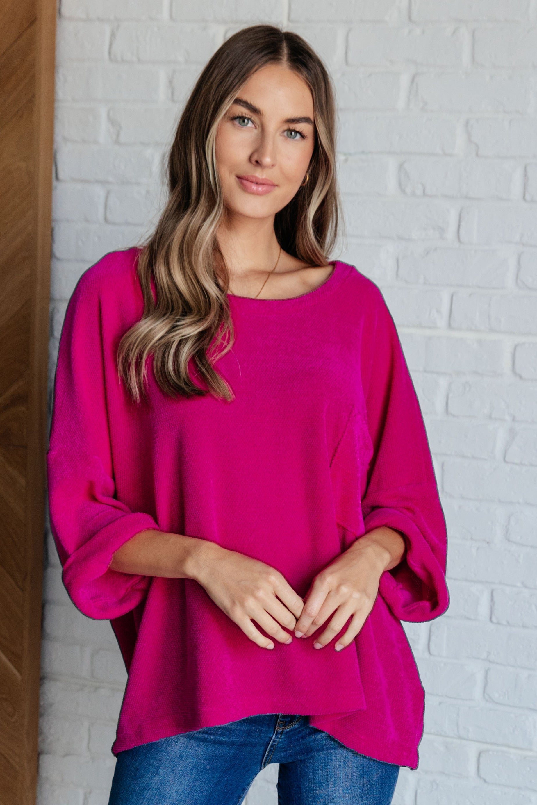 Pink Thoughts Chenille Blouse-Womens-Stay Foxy Boutique, Florissant, Missouri