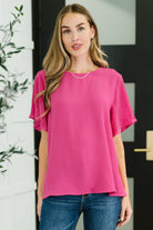 Pink and Perfect Ruffle Sleeve Top-Tops-Stay Foxy Boutique, Florissant, Missouri
