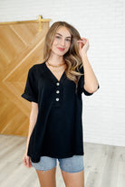 Plain and Sassy V-Neck Tee in Black-Womens-Stay Foxy Boutique, Florissant, Missouri