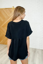 Plain and Sassy V-Neck Tee in Black-Womens-Stay Foxy Boutique, Florissant, Missouri