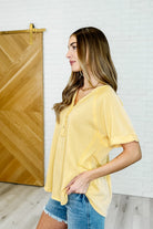 Plain and Sassy V-Neck Tee in Lemonade-Womens-Stay Foxy Boutique, Florissant, Missouri
