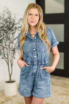 Pleasant and Relevant Denim Romper-Womens-Stay Foxy Boutique, Florissant, Missouri