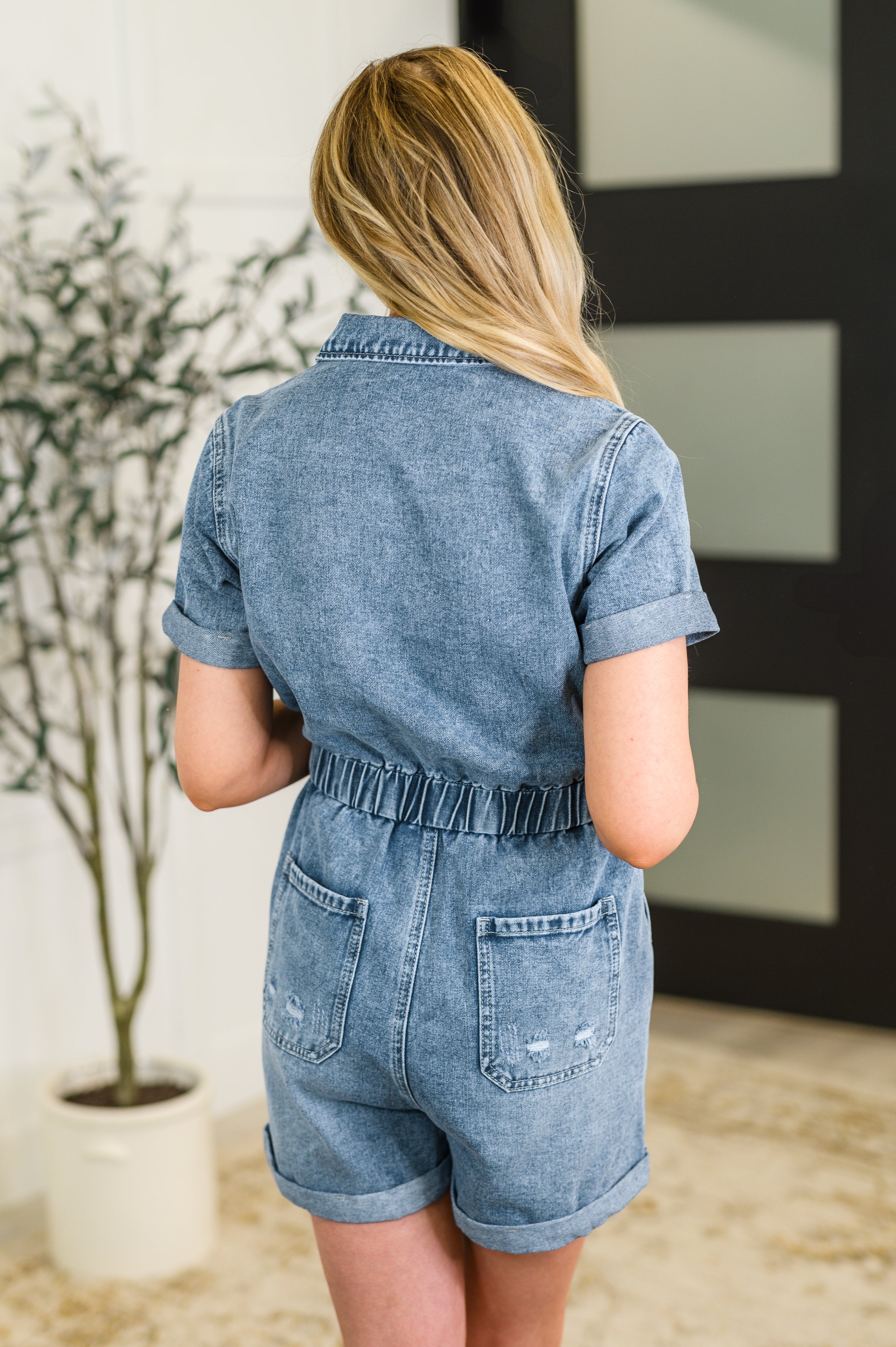 Pleasant and Relevant Denim Romper-Womens-Stay Foxy Boutique, Florissant, Missouri