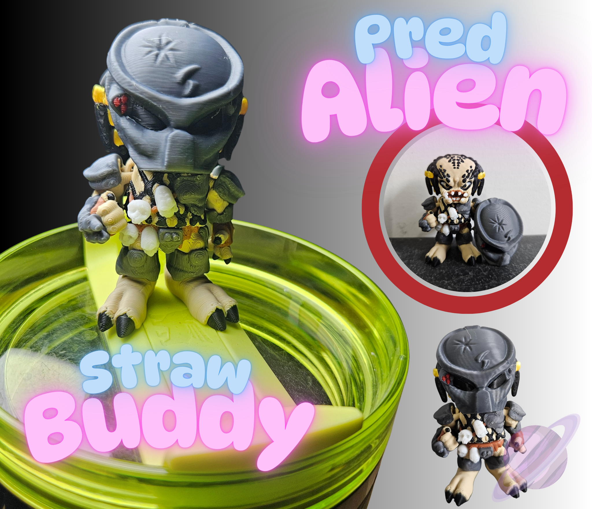 PRED ALIEN-3D PRINTED STRAW BUDDY-Stay Foxy Boutique, Florissant, Missouri