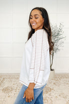 Preoccupied Striped Sleeve Top in Tan-Womens-Stay Foxy Boutique, Florissant, Missouri