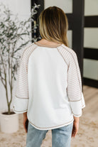 Preoccupied Striped Sleeve Top in Tan-Womens-Stay Foxy Boutique, Florissant, Missouri