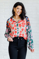 Presupposed Ideas Mixed Print Button Up Blouse-Blouses-Stay Foxy Boutique, Florissant, Missouri