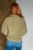 Primrose Corduroy Jacket in Olive-Layers-Stay Foxy Boutique, Florissant, Missouri