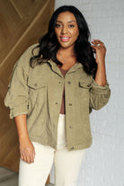 Primrose Corduroy Jacket in Olive-Layers-Stay Foxy Boutique, Florissant, Missouri