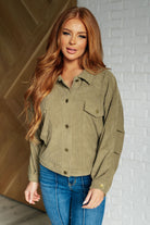 Primrose Corduroy Jacket in Olive-Layers-Stay Foxy Boutique, Florissant, Missouri