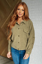 Primrose Corduroy Jacket in Olive-Layers-Stay Foxy Boutique, Florissant, Missouri
