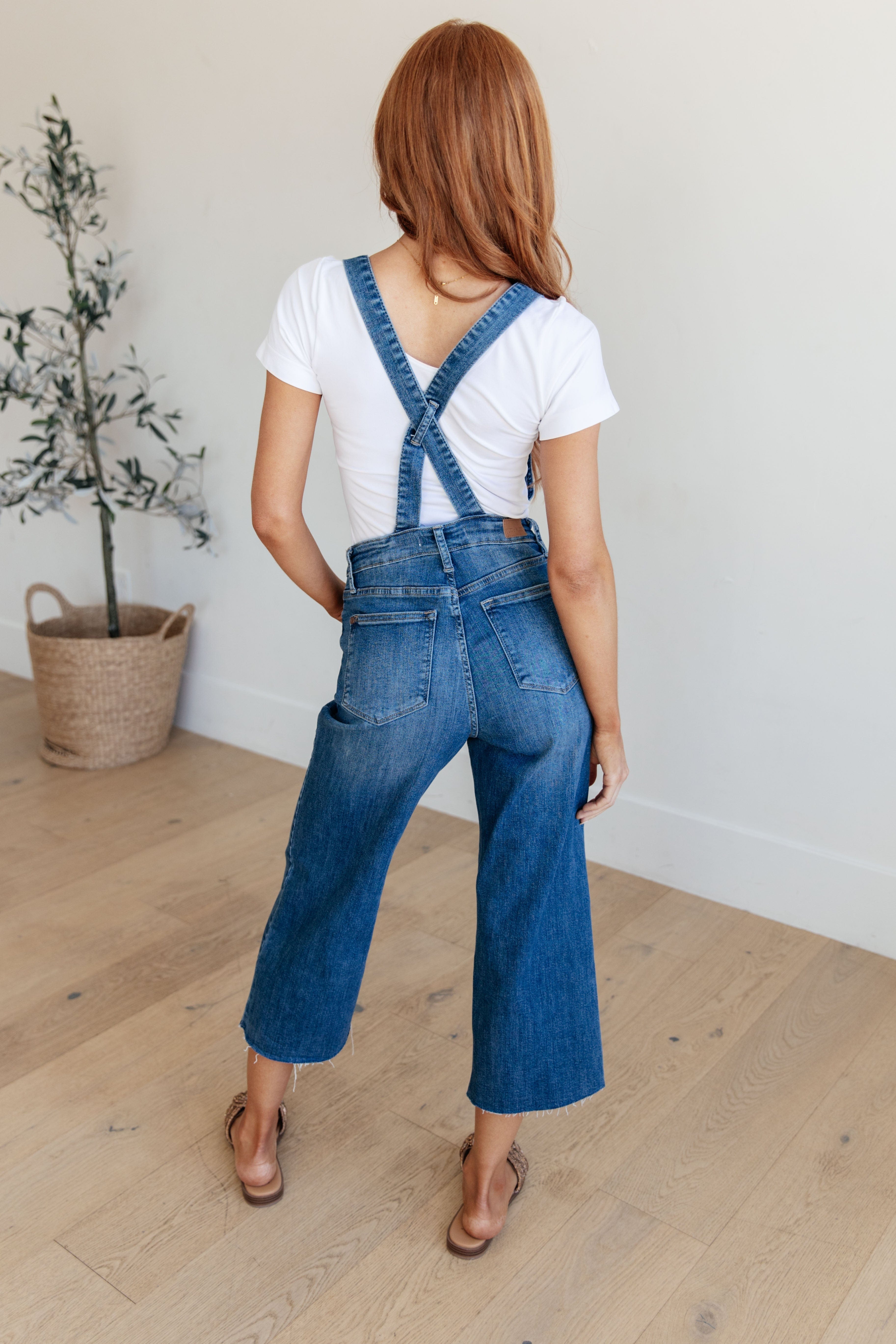 Priscilla High Rise Crop Wide Leg Denim Overalls-Womens-Stay Foxy Boutique, Florissant, Missouri