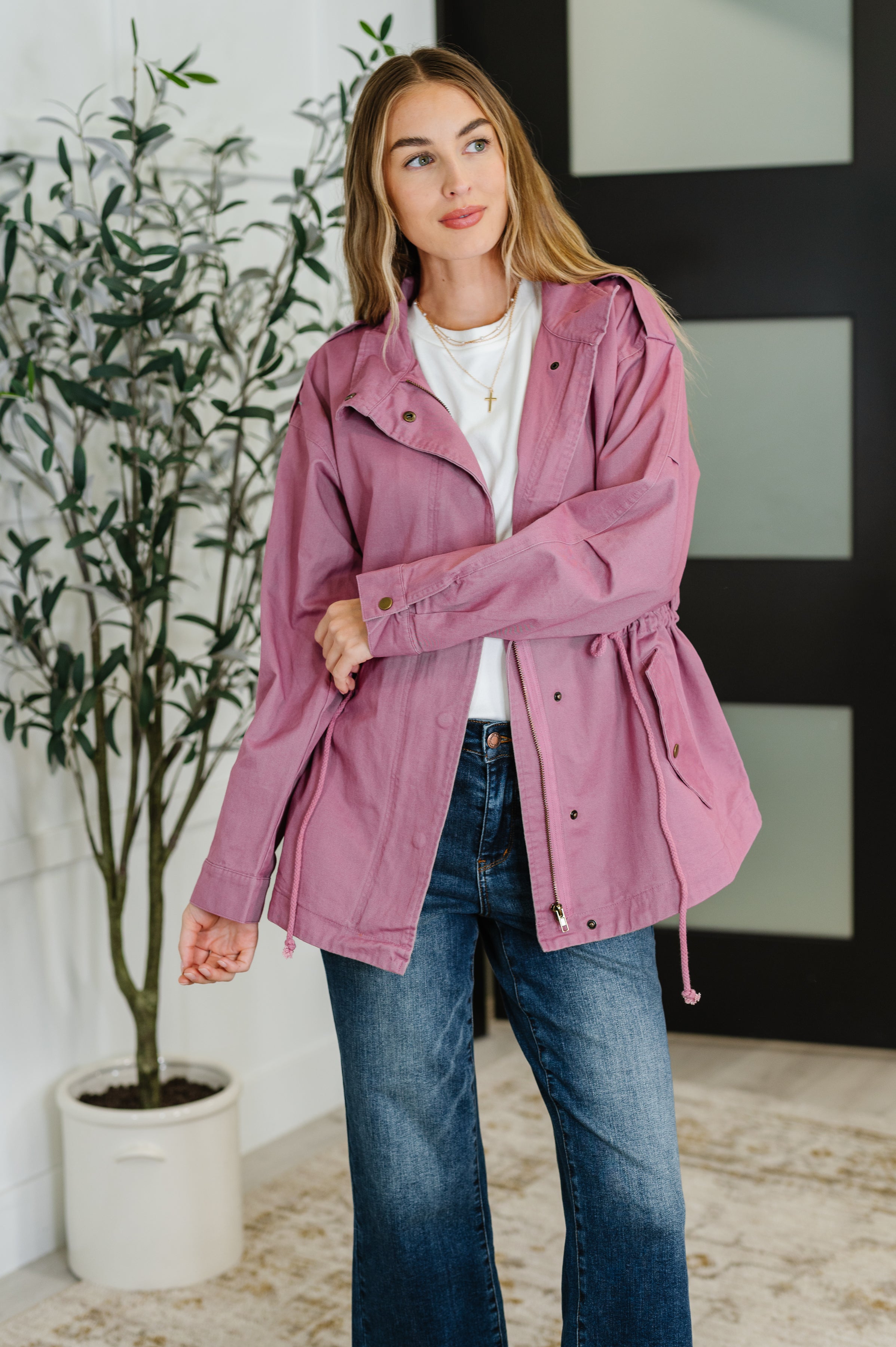 Puddle Jumper Full Front Zip Up Jacket in Mauve-Womens-Stay Foxy Boutique, Florissant, Missouri