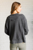 Quick Fix Mineral Wash Crew Neck Pullover in Black-Tops-Stay Foxy Boutique, Florissant, Missouri