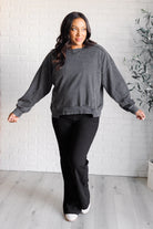 Quick Fix Mineral Wash Crew Neck Pullover in Black-Tops-Stay Foxy Boutique, Florissant, Missouri