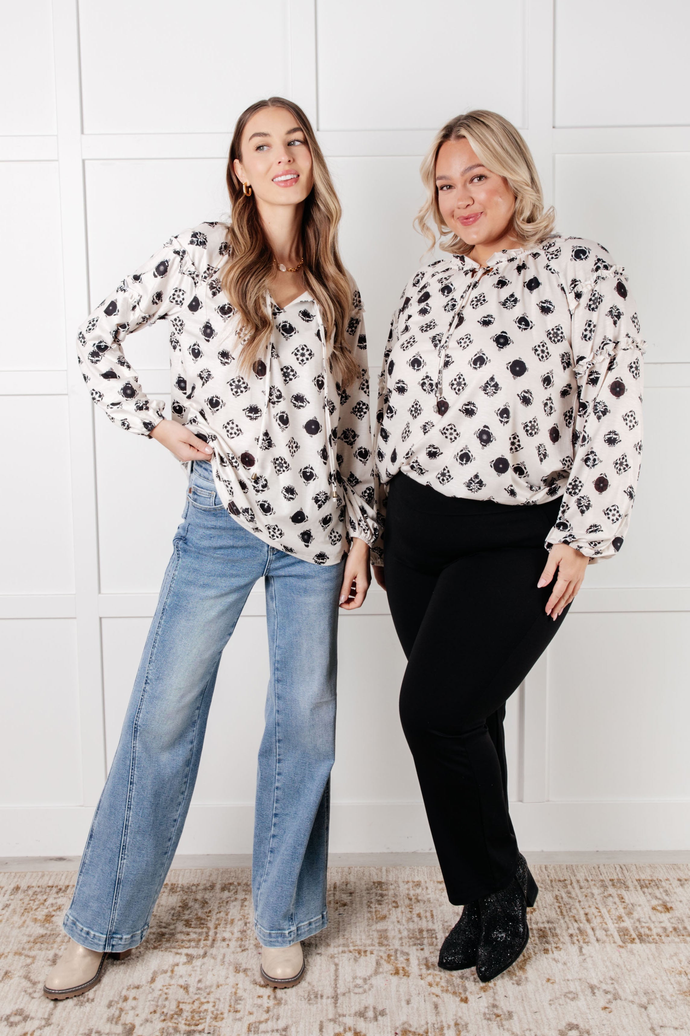 Quick Follow Up Floral Tile Blouse-Blouses-Stay Foxy Boutique, Florissant, Missouri
