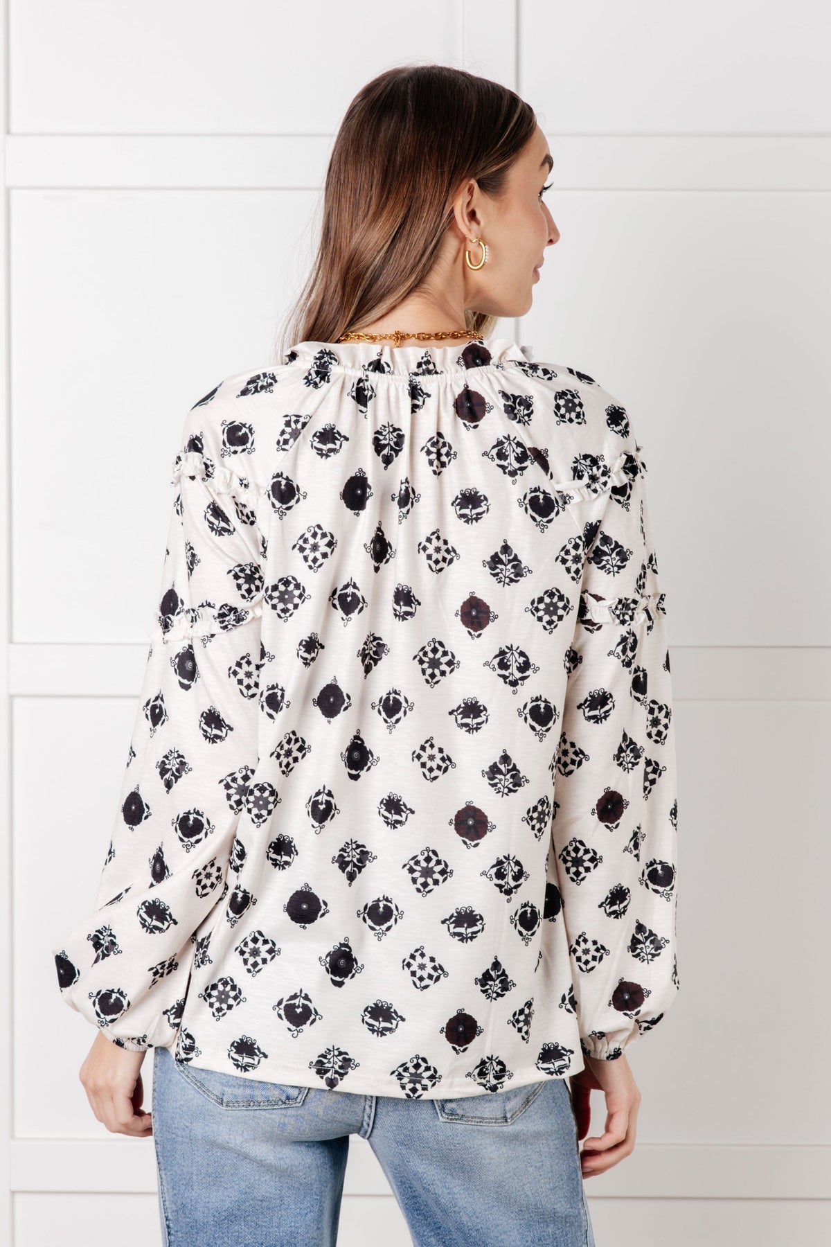 Quick Follow Up Floral Tile Blouse-Blouses-Stay Foxy Boutique, Florissant, Missouri