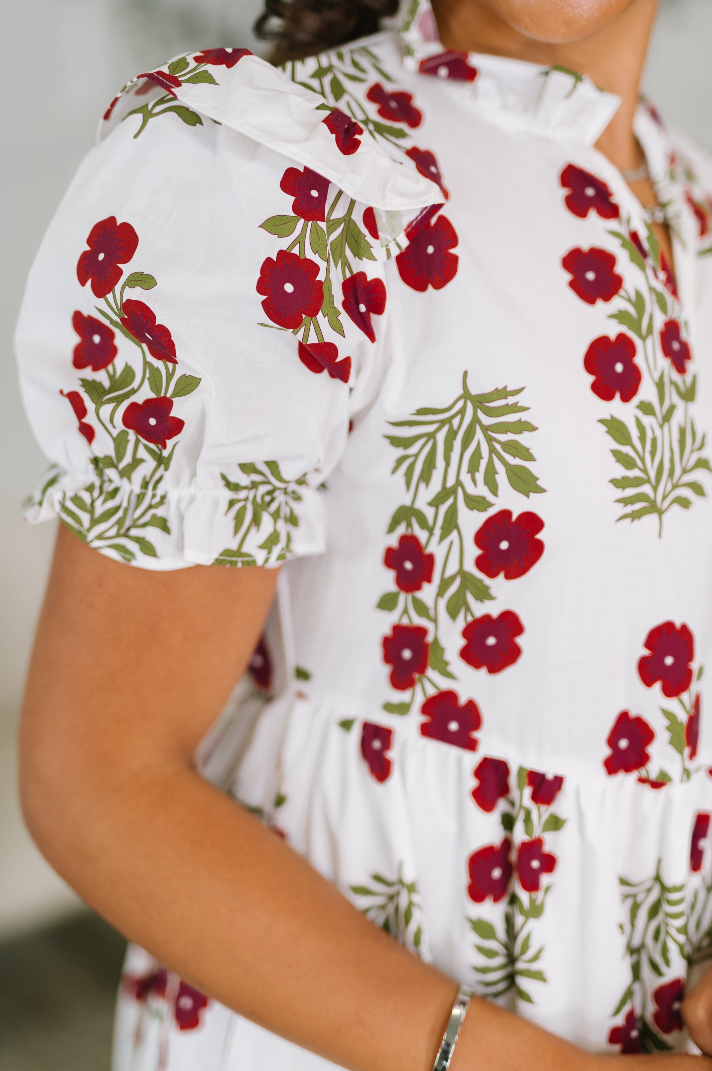 Quiet Life Notch Neck Tiered Dress in White-Womens-Stay Foxy Boutique, Florissant, Missouri