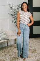 Quite Intimately Striped Muscle Tee in Brown-Womens-Stay Foxy Boutique, Florissant, Missouri