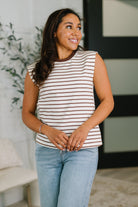 Quite Intimately Striped Muscle Tee in Brown-Womens-Stay Foxy Boutique, Florissant, Missouri